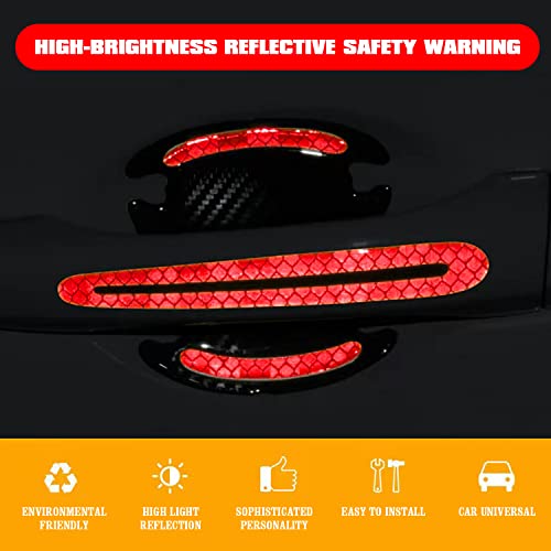 Buylogy® (Red) 8Pcs Universal 3D Car Door Handle Paint Scratch Protector, Reflective Stripe Stickers Anti-Scratch Car Outdoor Safety Warning Marker - Image 4