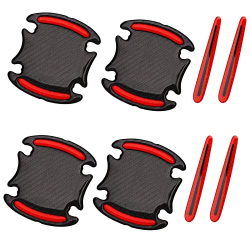 Buylogy® (Red) 8Pcs Universal 3D Car Door Handle Paint Scratch Protector, Reflective Stripe Stickers Anti-Scratch Car Outdoor Safety Warning Marker - Image 1