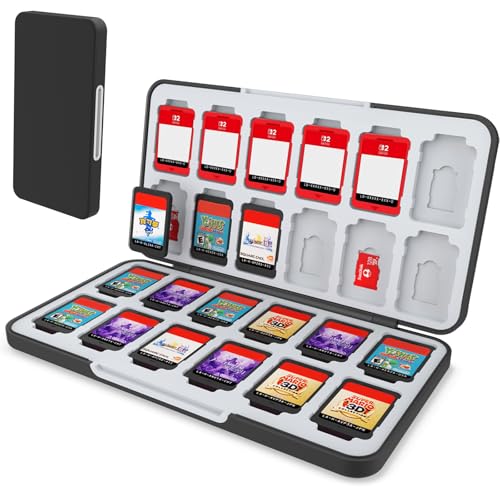 HEIYING Switch Game Card Case for Switch 2 & OLED & Lite,Portable Black Memory Storage Holder with 24 Game Card Slots and 24 Micro SD Cards Slots for Easy carrying - Image 1