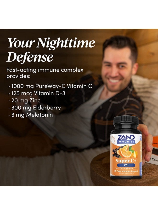 ZAND Zand Immunity Super C+ PM, Nighttime Immune Support Plus Melatonin, 1000mg PureWay-C Vitamin C, Zinc, D3 & Elderberry, Enhanced Absorption - 60 Tablets, 30 Servings - Image 4