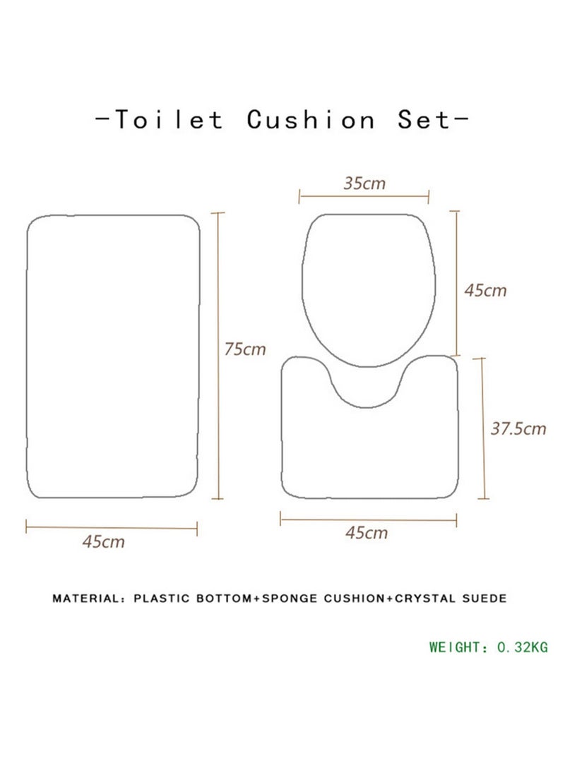 3 Piece Toilet Mats Set Soft Flannel Fabric Beach Starfish Shell Print Non Slip Bathroom Carpet Rug Pedestal Mat Toilet Seat Cover Water Absorbent Washable - Image 2