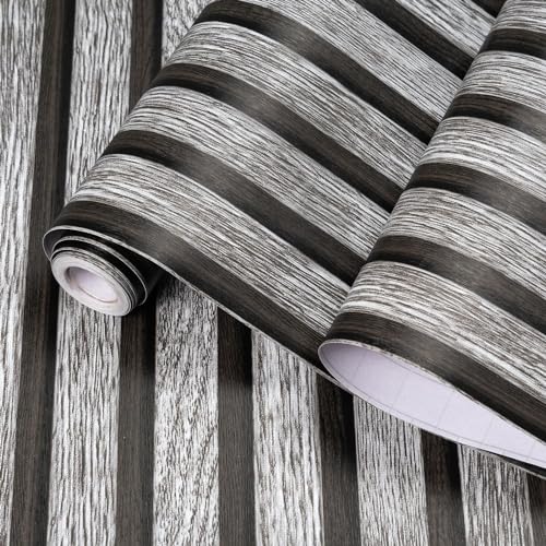 Yun-aeon Natural Wood Peel and Stick Wallpaper Grey Wood Slats - 17.3"x 120" Self-Adhesive Waterproof Vinyl Removable Wall Paper for Wall Decor Bedroom - Image 4