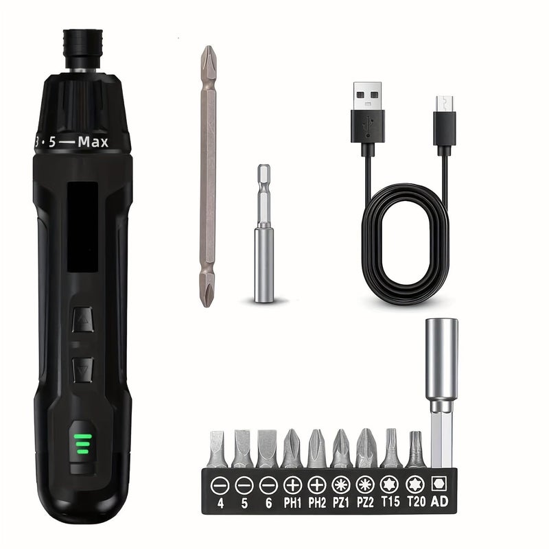 500 Piece Electric Screwdriver Set 360 RPM 6 Torque 6 N M 2000mah 3 7V Black Manual And Automatic Portable Power Screwdriver With Type C Charging Cable For Electrical Repairs - Image 1