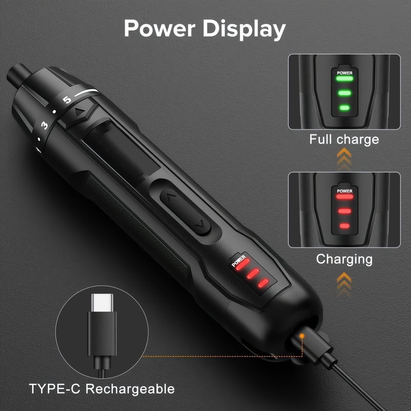 500 Piece Electric Screwdriver Set 360 RPM 6 Torque 6 N M 2000mah 3 7V Black Manual And Automatic Portable Power Screwdriver With Type C Charging Cable For Electrical Repairs - Image 2