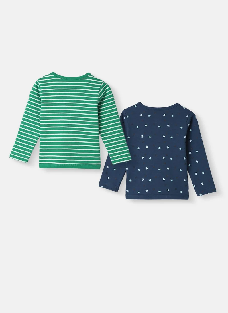 نوتيناتي Nautinati Infant Boys’ Pack of 2 Cotton Printed & Striped Camisoles