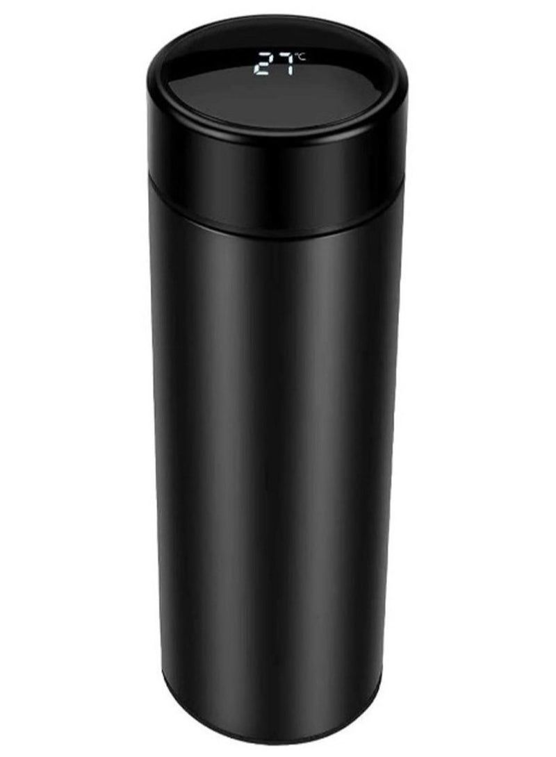 اسود وليس متعدد الالوان - مج وترمس حراري ديجيتال أصلي حجم متوسط، زجاجة حرارية ذكية مزودة بشاشة ليد رقمية لعرض درجة الحرارة، ترمس شاي وقهوة يحافظ على الحرارة معزول بتفريغ الهواء من الستانلس ستيل 304، مناسب للسفر والمشروبات الساخنة والباردة، ومثالي للأطفال والرضع. يتميز بتصميم مقاوم للتسرب مع شاشة تعمل باللمس، ويعتبر هدية رائعة للاستخدام في الهواء الطلق، المكتب، المنزل، والرياضة، متوفر بلون أسود ستان أنيق. - Image 1