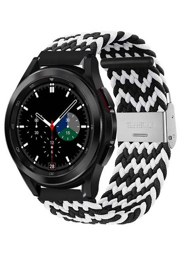 NIBEMINENT Adjustable Braided Band for Samsung Galaxy Watch4 Black/White - Image 2