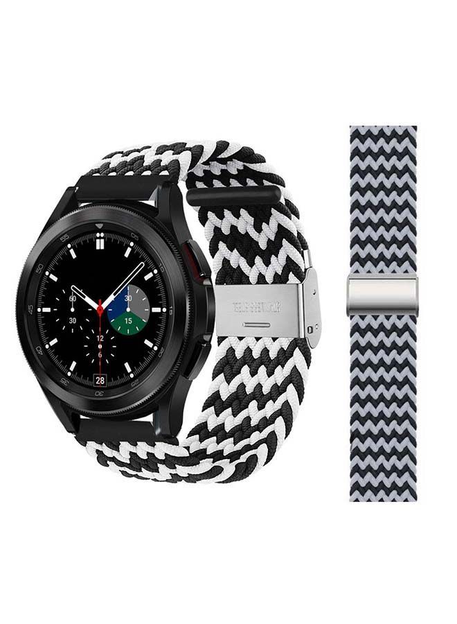 NIBEMINENT Adjustable Braided Band for Samsung Galaxy Watch4 Black/White - Image 1