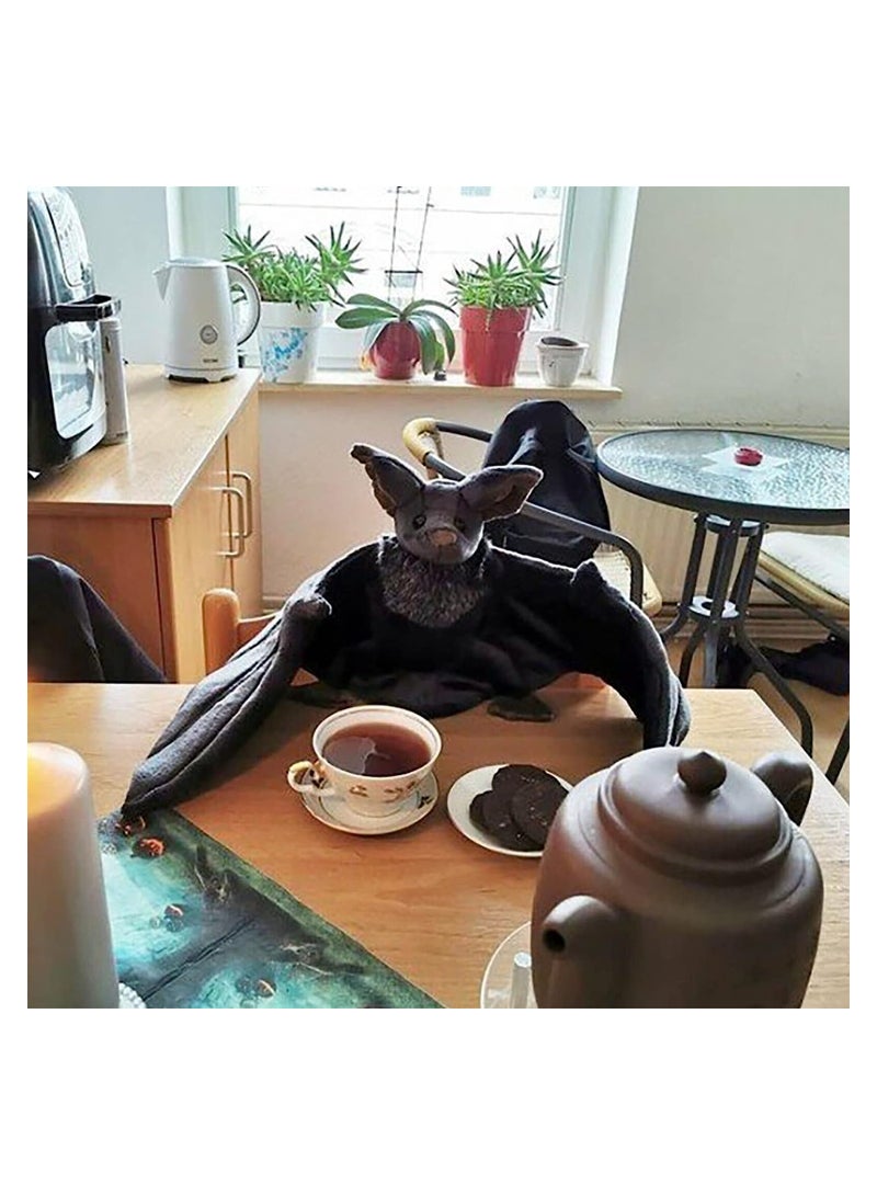 KASTWAVE Bat Plush Toys, 12 inches Stuffed Animals Plush Doll, Creepy Goth Bat Stuffed Animal Lifelike Bats Toys, Grey - Image 4