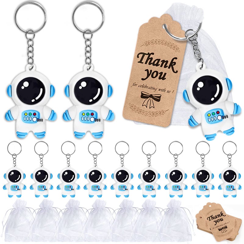 CiciBear Astronaut Party Favors  45 Pack with Keychains Tags and Bags for Outer Space School Kids Parties  Blue