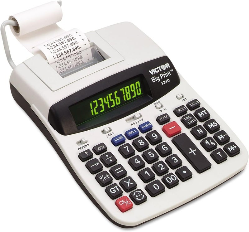 Electronics World Victor 1310 1310 Big Print Commercial Thermal Printing Calculator, Black Print, 6 Lines/Sec - Image 1