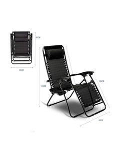 BJM Foldable Camping Chair Zero Gravity Folding Lounge Chair Outdoor Lounge Gravity Chair Camping Reclining Lounge Chair with Pillow and Hand Rest Multipurpose Adjustable Chair  - Image 2