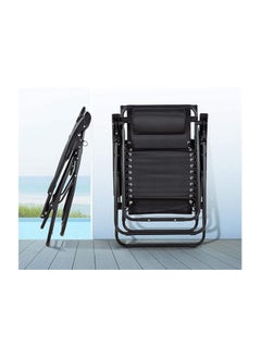 BJM Foldable Camping Chair Zero Gravity Folding Lounge Chair Outdoor Lounge Gravity Chair Camping Reclining Lounge Chair with Pillow and Hand Rest Multipurpose Adjustable Chair  - Image 3