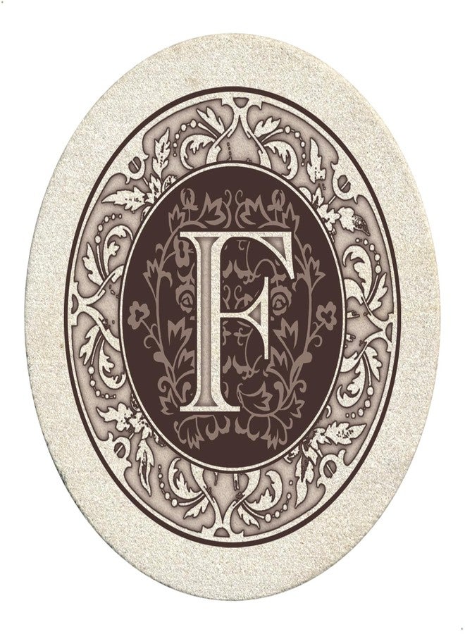 Thirstystone Monogram Letter F Natural Sandstone Coaster 4 Pack Manufactured in The USA Decorative Absorbent Easily Wipes Clean - Image 1