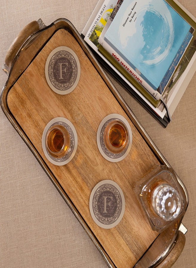 Thirstystone Monogram Letter F Natural Sandstone Coaster 4 Pack Manufactured in The USA Decorative Absorbent Easily Wipes Clean - Image 2