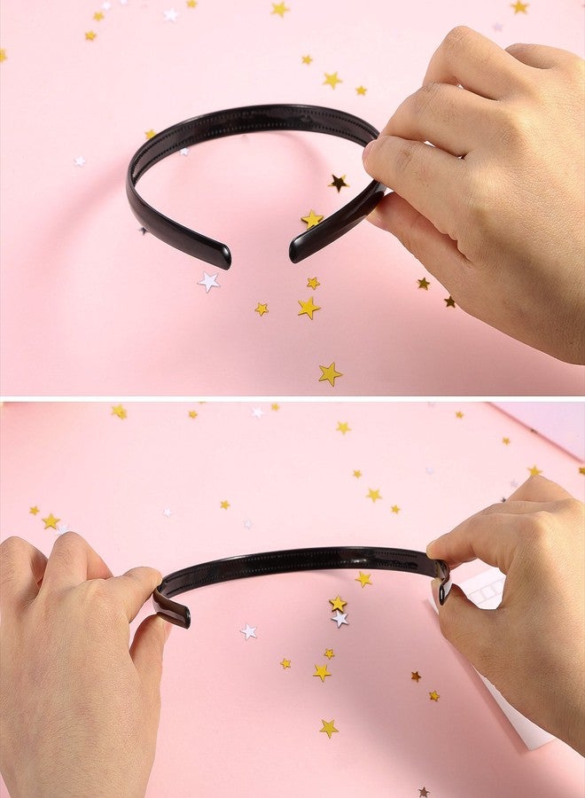 Shappy 40 Pcs Plastic Headbands Thin Skinny Headbands for Women Plain DIY Hair Accessories Plastic Teeth Comb Hair Accessories(Black) - Image 3