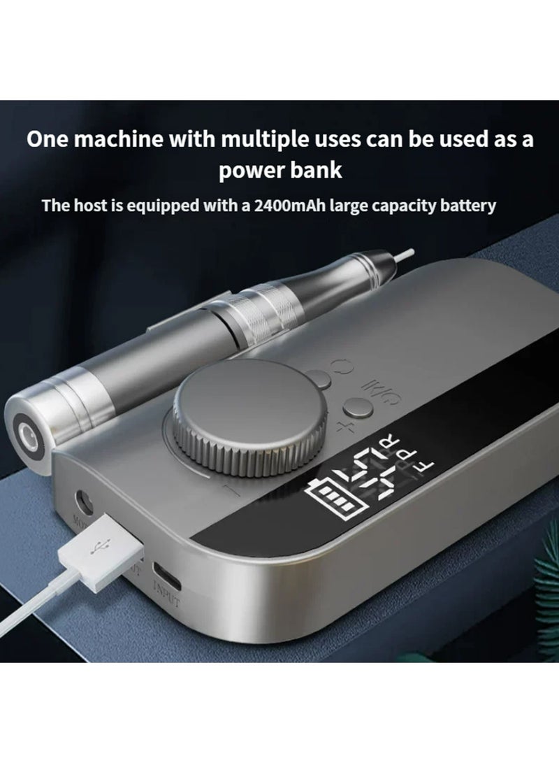 Portable Electric Nail Drill Machine HX-102, Rechargeable Cordless Nail Polisher with LCD Display, 45000RPM Adjustable Speed Manicure Pedicure Tool with Drill Bits for Acrylic Gel Nails - Image 4