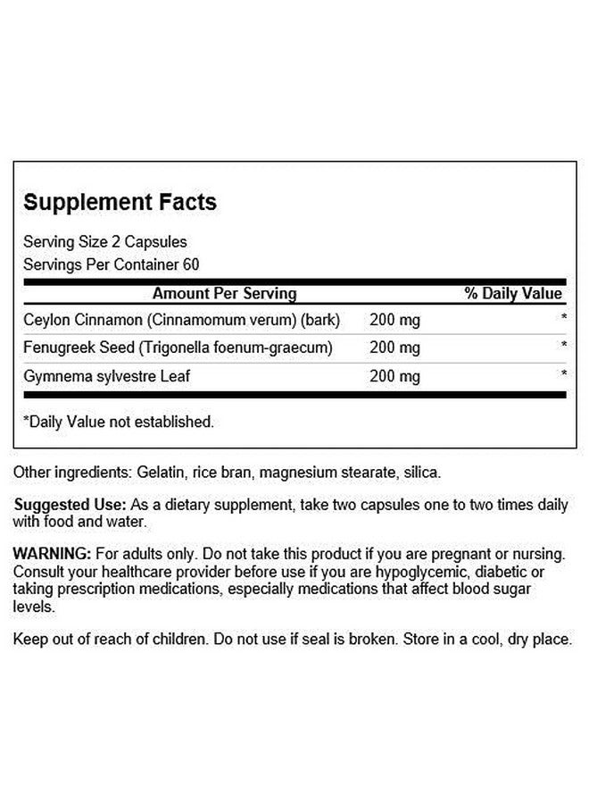 Swanson Full Spectrum Cinnamon, Fenugreek & Gymnema 120 Capsules - Image 2