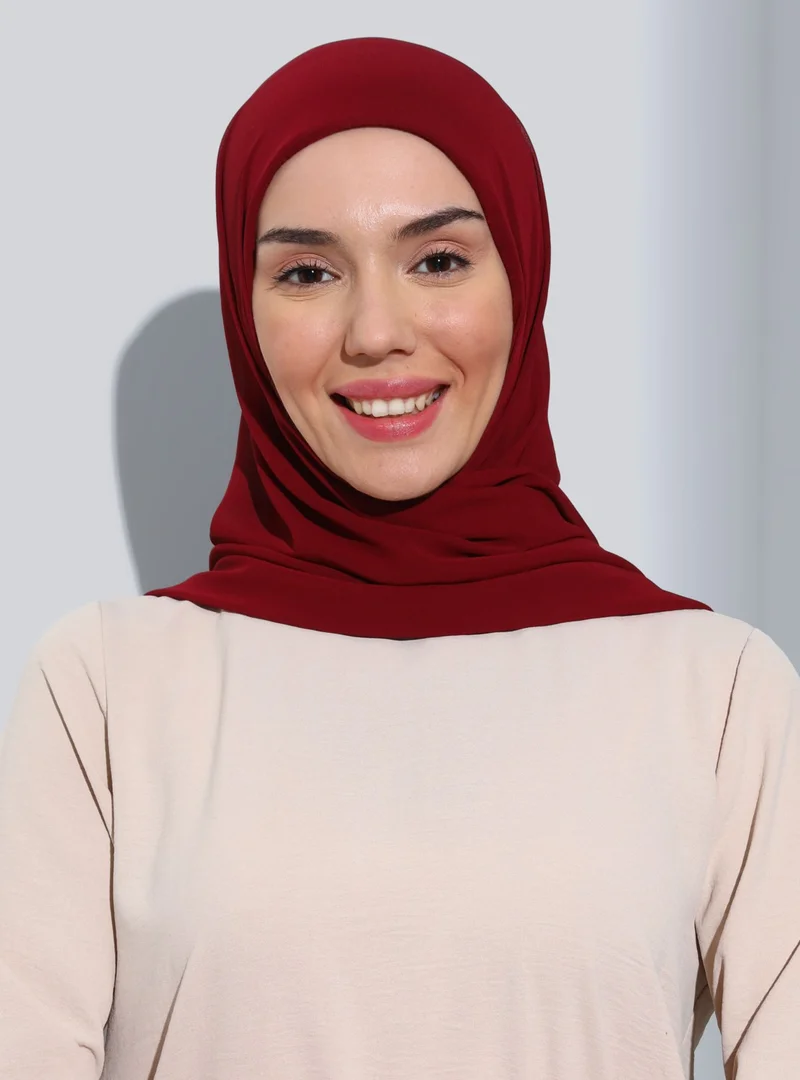 إيكاردين ST111-HIJABLI Chiffon Oval Scarf 06 Claret Red- Claret Red -