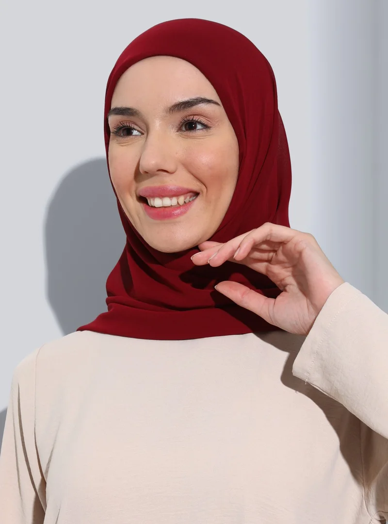 إيكاردين ST111-HIJABLI Chiffon Oval Scarf 06 Claret Red- Claret Red -