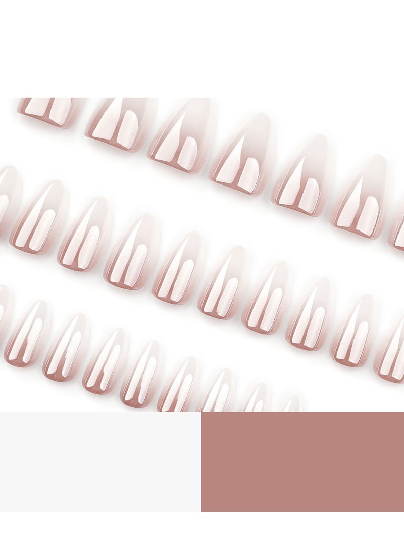 JOSQUEWNN Press on nails, French 30-Piece Set of High-Quality Gradient Fake Nails, Almond-Shaped Wearable Nails with Luxurious Coating Design, Fake Acrylic Nails With Glue Kit.  - Image 2