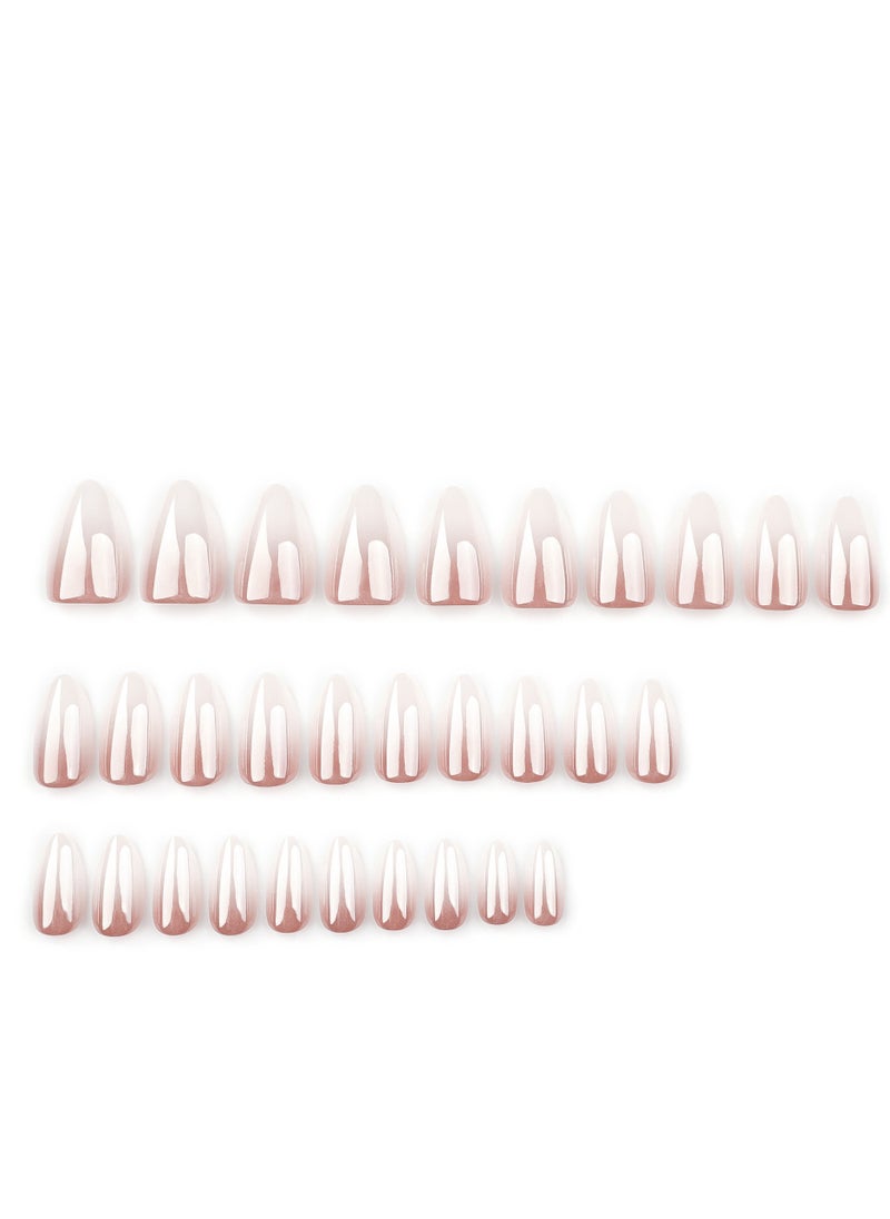 JOSQUEWNN Press on nails, French 30-Piece Set of High-Quality Gradient Fake Nails, Almond-Shaped Wearable Nails with Luxurious Coating Design, Fake Acrylic Nails With Glue Kit.  - Image 3