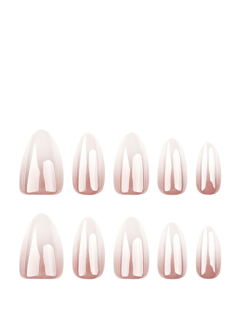 Press on nails, French 30-Piece Set of High-Quality Gradient Fake Nails, Almond-Shaped Wearable Nails with Luxurious Coating Design, Fake Acrylic Nails With Glue Kit.
