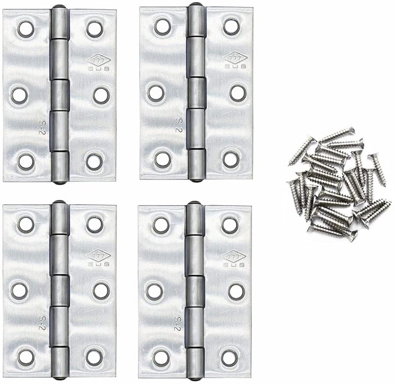 ZAQW 4Pcs Stainless Steel 3-inch Thick Hinges, Door and Window Hinges are Equipped with 24Pcs Stainless Steel Screws - Image 1