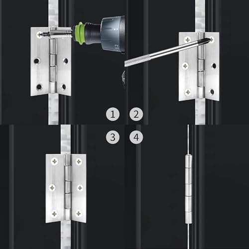 ZAQW 4Pcs Stainless Steel 3-inch Thick Hinges, Door and Window Hinges are Equipped with 24Pcs Stainless Steel Screws - Image 5