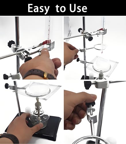 Suprwin Laboratory Stand Support, Chemistry Test Tube Holder,Lab Table Clamp Stand W/ Burette Clamp And Flask Ring Clamps (16IN) - Image 4