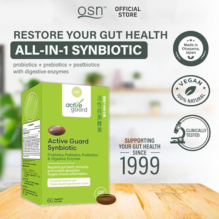 OSN Probiotics for Women Men ActiveGuard 3 Year Japanese Fermented Synbiotic - 17 Strains Prebiotics Postbiotics - Gut Health Digestive Enzymes - 60 Shelf Stable Softgels - Image 2