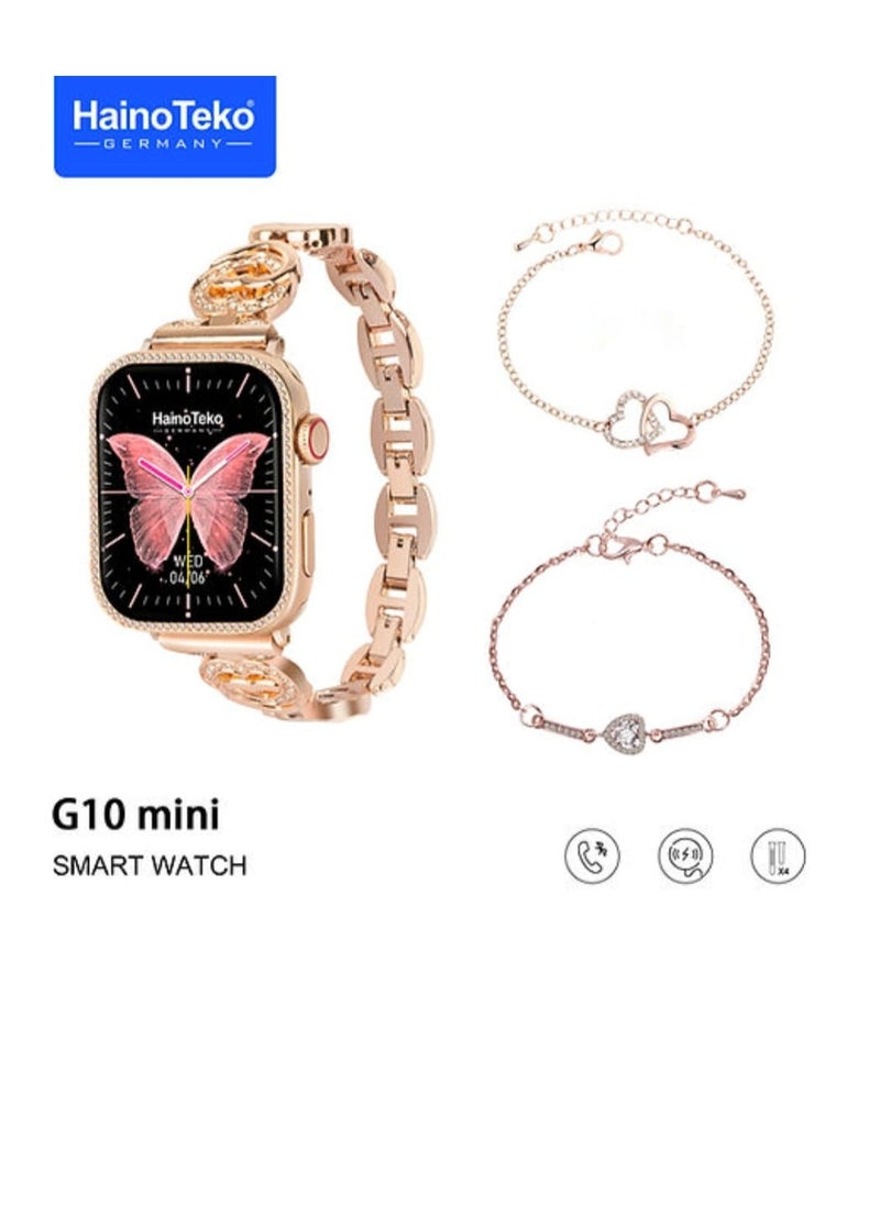 Haino Teko G10 Mini Smart Watch For Women Screen AMOLED With 4 Silicone and Stainless Steel Straps and Two Additional Bracelets  - Image 2