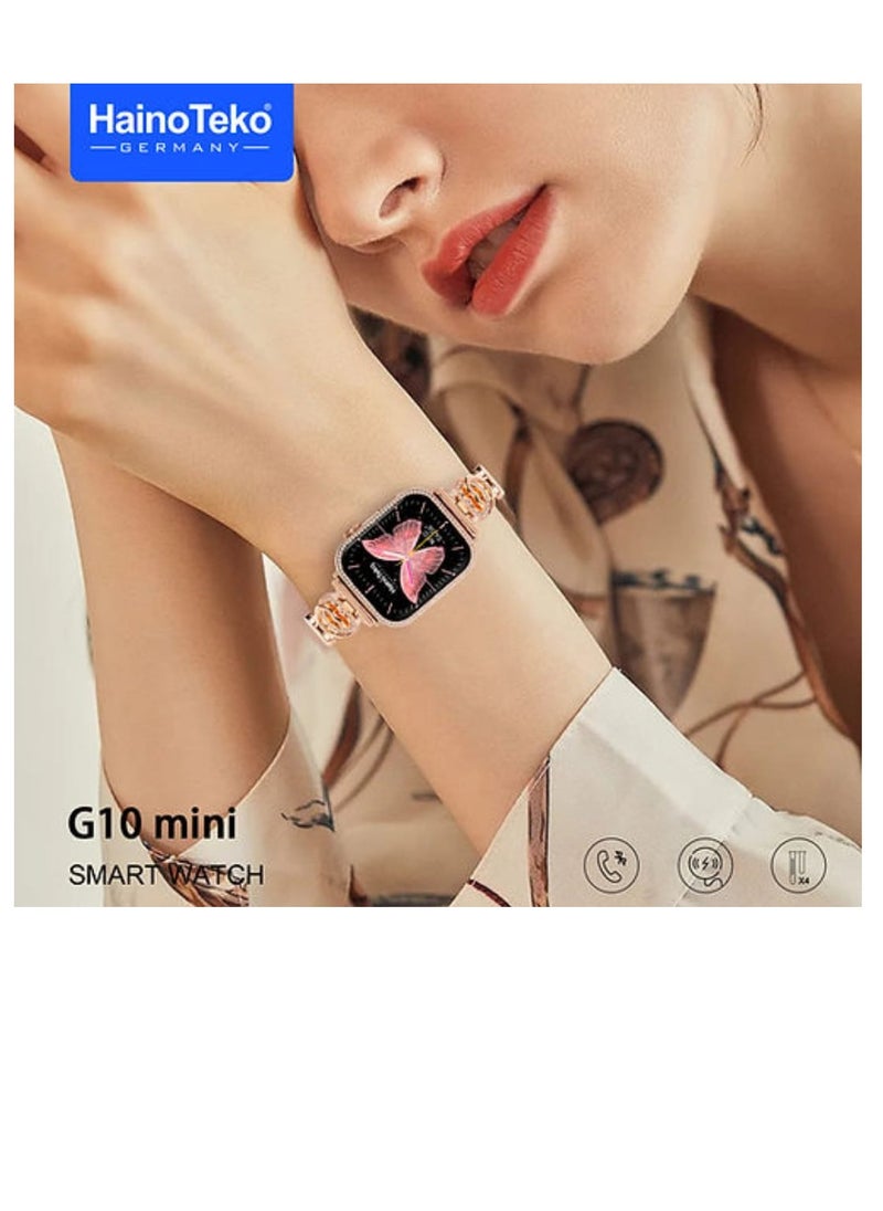 Haino Teko G10 Mini Smart Watch For Women Screen AMOLED With 4 Silicone and Stainless Steel Straps and Two Additional Bracelets  - Image 3