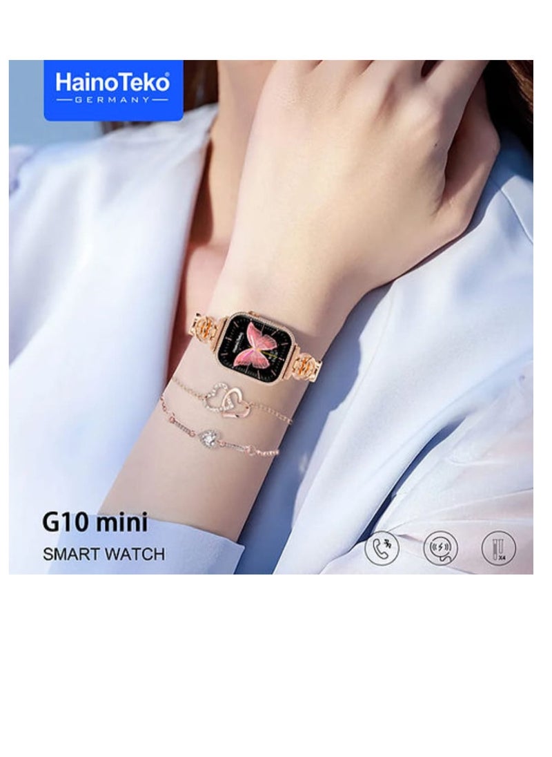 Haino Teko G10 Mini Smart Watch For Women Screen AMOLED With 4 Silicone and Stainless Steel Straps and Two Additional Bracelets  - Image 4