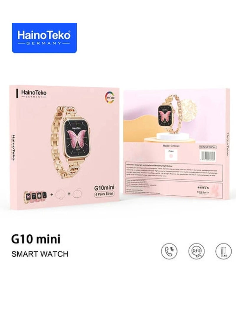 Haino Teko G10 Mini Smart Watch For Women Screen AMOLED With 4 Silicone and Stainless Steel Straps and Two Additional Bracelets  - Image 5