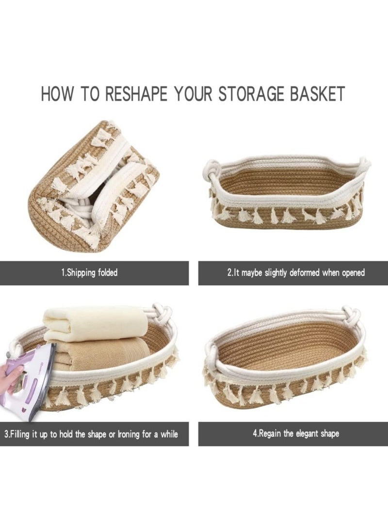 General Small Woven Storage Basket Bohemian Decorative Basket for Organising Bedroom Nursery Living Room Entrance  - Image 5