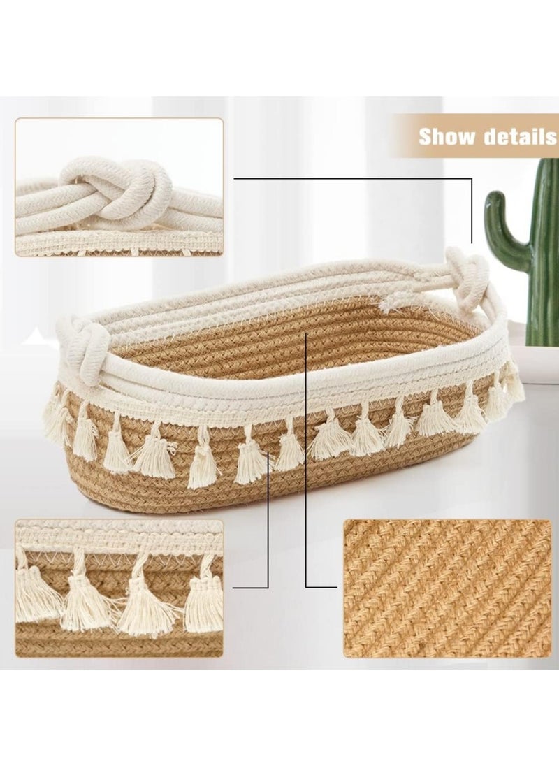 General Small Woven Storage Basket Bohemian Decorative Basket for Organising Bedroom Nursery Living Room Entrance  - Image 2