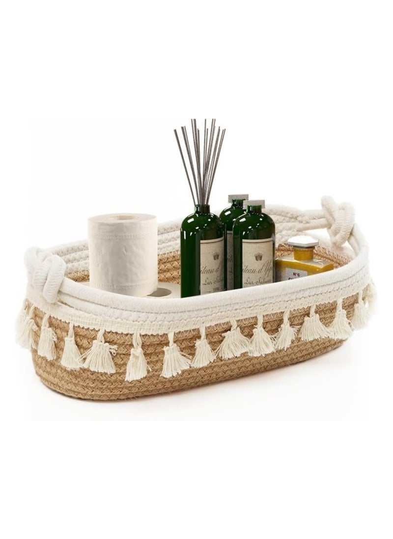 General Small Woven Storage Basket Bohemian Decorative Basket for Organising Bedroom Nursery Living Room Entrance  - Image 1