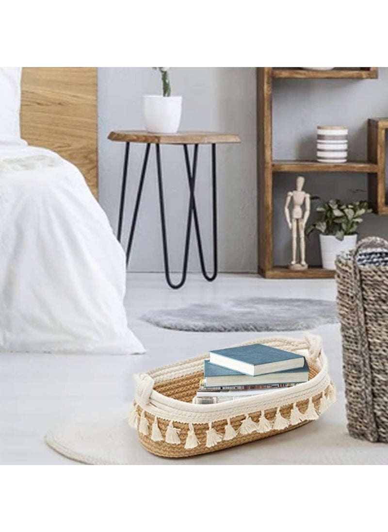 General Small Woven Storage Basket Bohemian Decorative Basket for Organising Bedroom Nursery Living Room Entrance  - Image 4