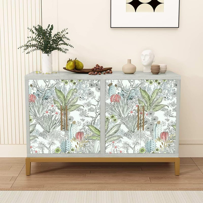 Wudnaye Boho Peel and Stick Wallpaper Catus Wallpaper 17.7" x 118.1"Vintage Floral Wallpapers Peel and Stick Botanical Removable Wall Paper Boho Self Adhesive Contact Paper for Bathroom Cabinets - Image 4