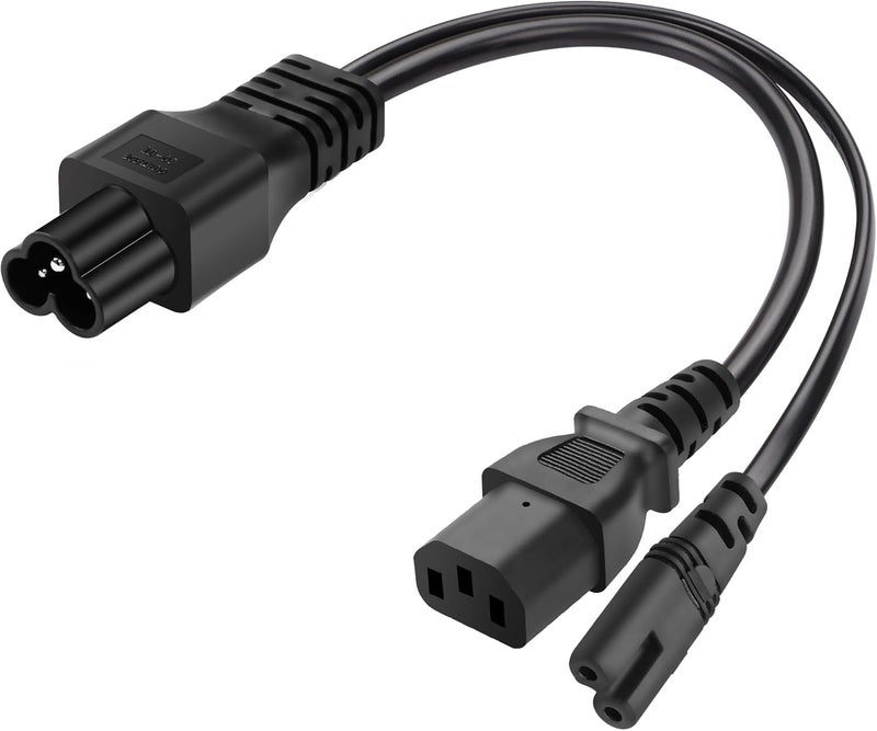CERRXIAN C6 to C7C13 Y Splitter Power Plug Cord IEC 320 C6 Male to C7C13 Female Splitter Adapter AC Power Supply Cord 25A125V 1FT03M - Image 1