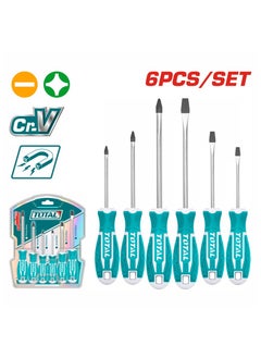 TOTAL 6-piece screwdriver set, regular and cross, rubber handle  - Image 1