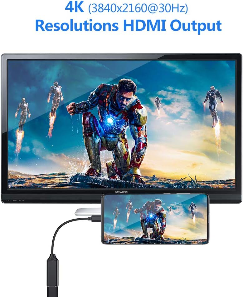 محول USB C إلى HDMI، محول Type C إلى HDMI 4K (متوافق مع Thunderbolt 3) مع إخراج الصوت والفيديو لأجهزة MacBook Pro 2018/2017/2016، Samsung Note 9/S9/Note 8/S8، Huawei Mate 20 والمزيد (أسود) - Image 5