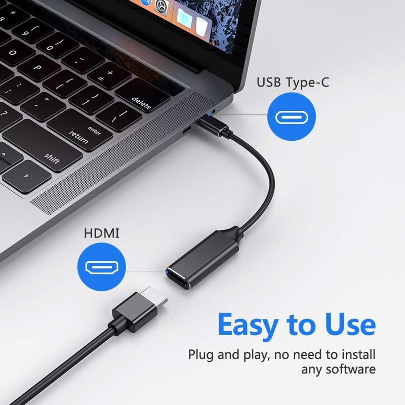 محول USB C إلى HDMI، محول Type C إلى HDMI 4K (متوافق مع Thunderbolt 3) مع إخراج الصوت والفيديو لأجهزة MacBook Pro 2018/2017/2016، Samsung Note 9/S9/Note 8/S8، Huawei Mate 20 والمزيد (أسود) - Image 2