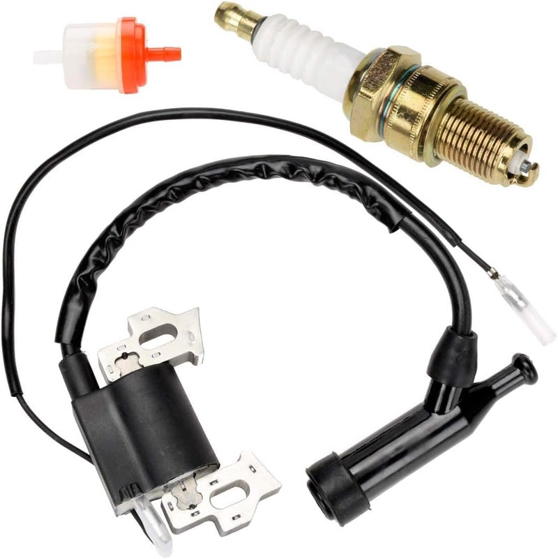 FVRITO Ignition Coil Spark Plug Kit Compatible with Predator 212cc 196cc Gx160 Gx200 Clone Engine Coleman CT200U CT200U-EX BT200X KT196 Baja MB165 MB200 Generator Mini Bike Go Kart Lawn Mower Parts - Image 1