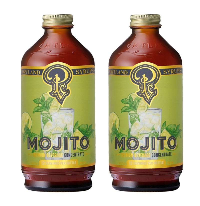 Portland Syrups Mojito Syrup - Refreshing Mint and Zesty Lime Flavor - Premium Beverage Concentrate for Cocktails, Mocktails, Tea, and More - 12 oz with 24 Servings (Pack of 2) - Image 1