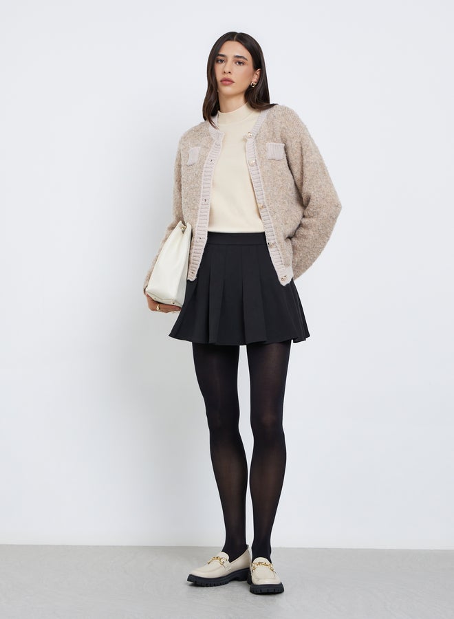 Styli Beige Regular Fit Mixed Yarn Cardigan - Image 2