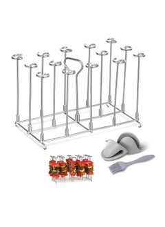 SYOSI Air Fryer Rack, Fit for Ninja Air Fryer, Air Fryer Accessories Fit for Ninja Dualzone Air Fryer, Air Fryer Skewer Rack Fit for Ninja Dz201 Ninja Dz401 & Ninja Dz550, Reusable(1 Gloves +1 Brush)  - Image 1