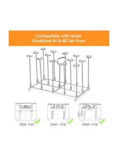 SYOSI Air Fryer Rack, Fit for Ninja Air Fryer, Air Fryer Accessories Fit for Ninja Dualzone Air Fryer, Air Fryer Skewer Rack Fit for Ninja Dz201 Ninja Dz401 & Ninja Dz550, Reusable(1 Gloves +1 Brush)  - Image 4