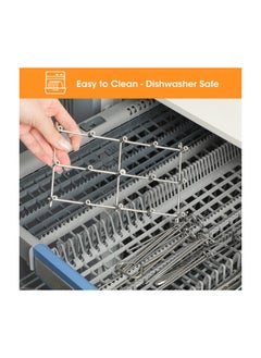 SYOSI Air Fryer Rack, Fit for Ninja Air Fryer, Air Fryer Accessories Fit for Ninja Dualzone Air Fryer, Air Fryer Skewer Rack Fit for Ninja Dz201 Ninja Dz401 & Ninja Dz550, Reusable(1 Gloves +1 Brush)  - Image 3